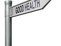 arrow pointing right reading "good health"